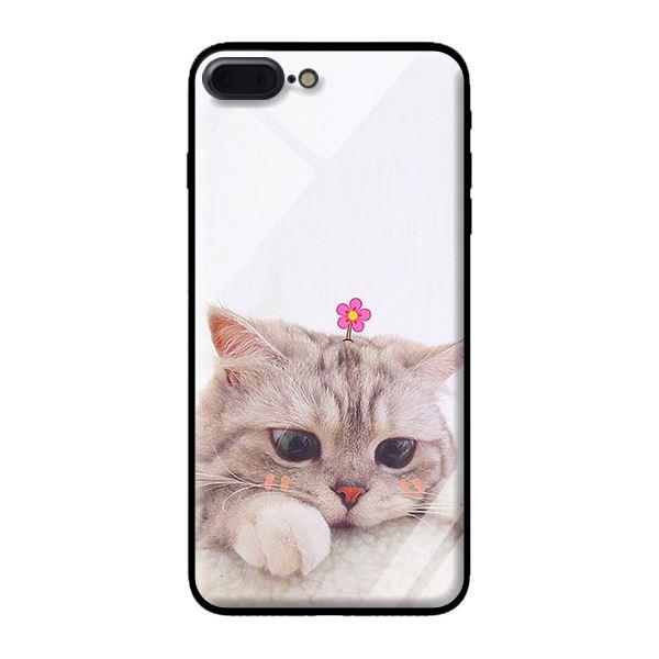 Ốp kính cường lực cho iPhone 8 Plus Mèo Buồn - Hàng chính hãng