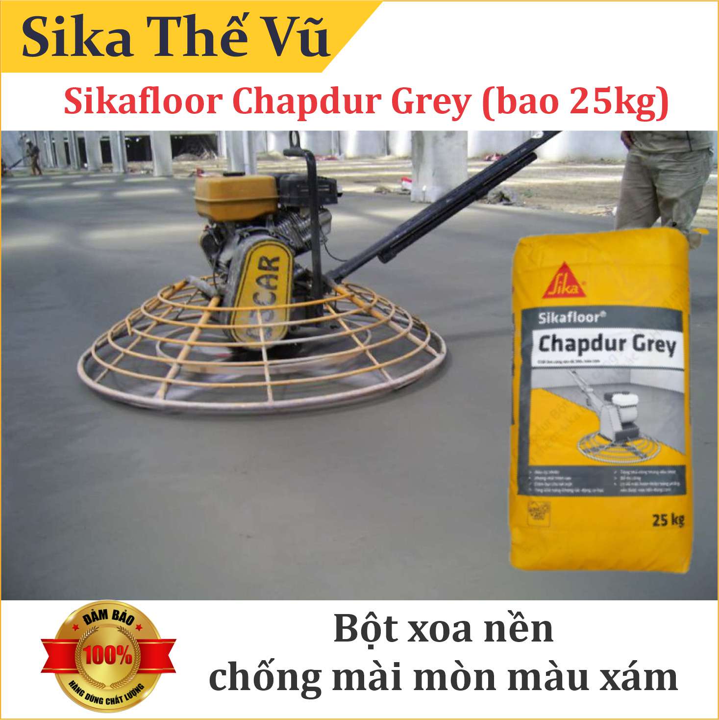 Bột xoa nền chống mài mòn, giúp tăng cứng bề mặt bê tông màu xám - Sikafloor Chapdur Grey