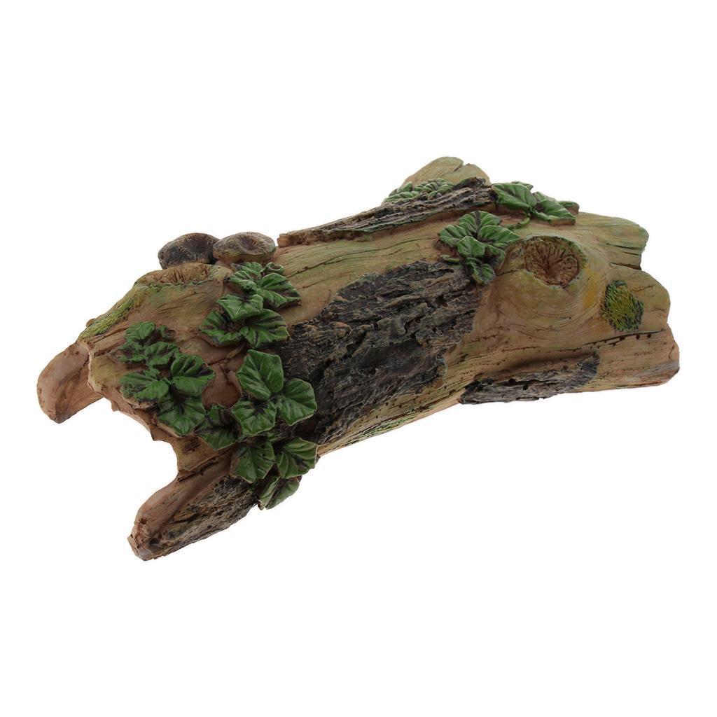 Reptile Aquarium Breeding Box Hiding Cave Tree Hole Vivarium Ornament 1