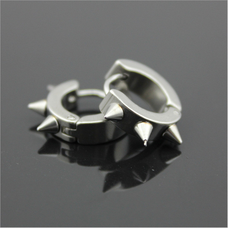 Bông tai unisex hiphop dáng tròn gai nhọn siêu cool