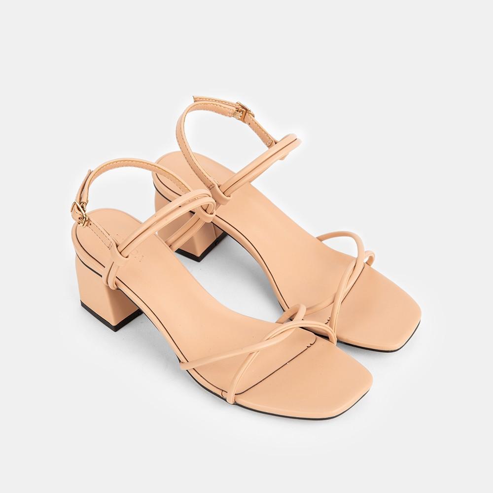 Giày Sandal Zelda Star cao gót vuông 5cm quai ngang mảnh - SN009820