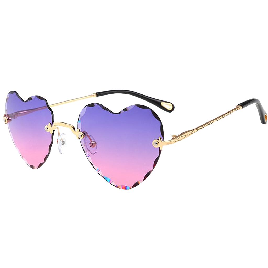 2x Frameless Sunglasses for Women Heart Shaped UV400 Glasses  Pink Sun Glasses
