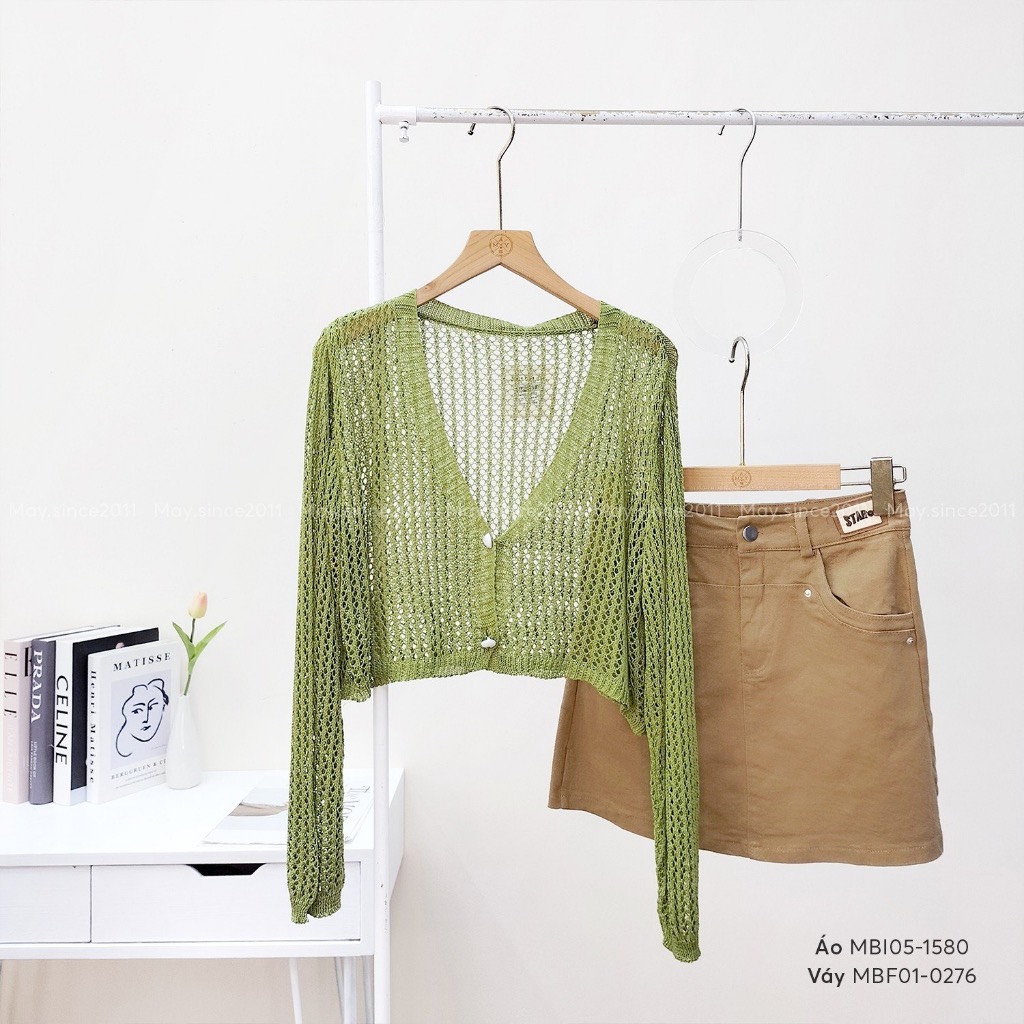 Áo Khoác Len Cardigan Dáng Croptop Mỏng 2 Cúc Dáng Hàn Quốc