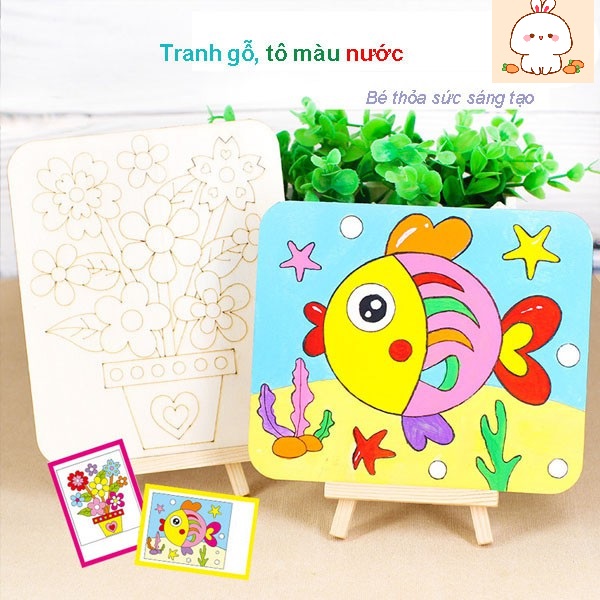 Tranh gỗ tô màu nước nhiều mẫu siêu đáng yêu cho bé