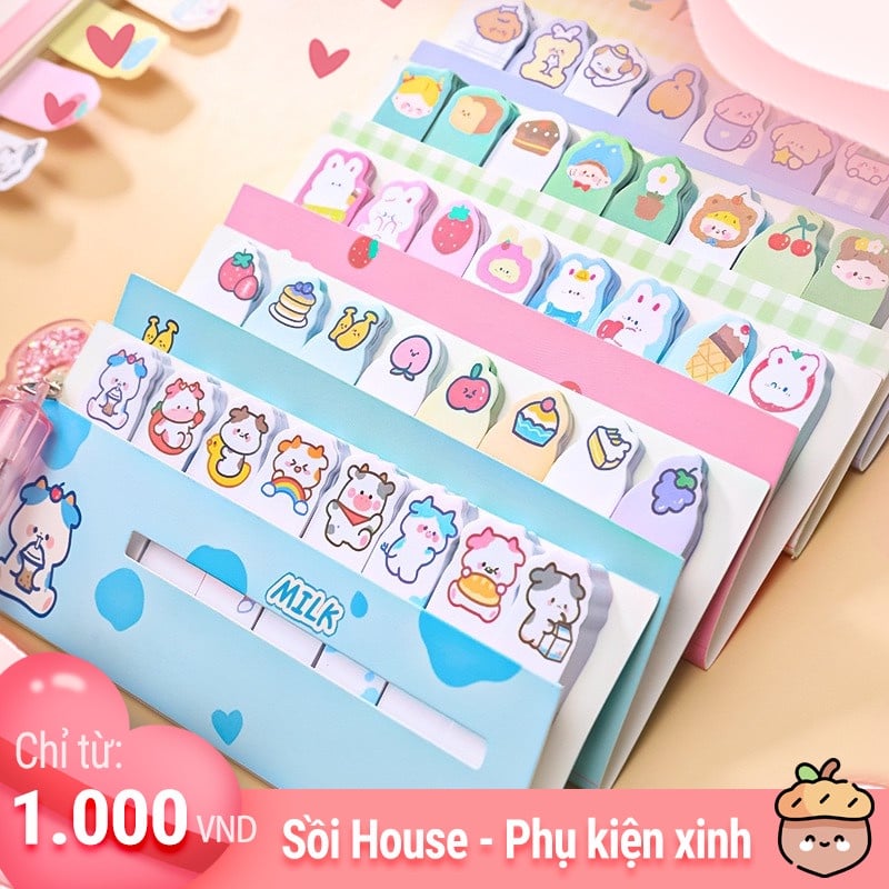 Set Giấy Note Ghi Chú Mini Nhiều Hình Dễ Thương Sồi House