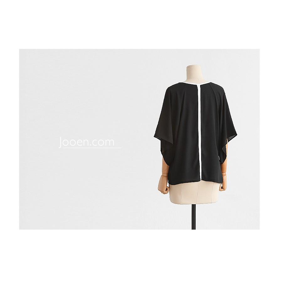 TK381-ÁO KIỂU VIỀN MÀU TAY NGẮN S-6XL