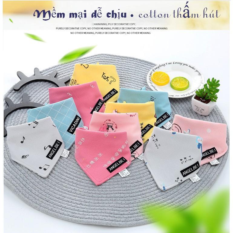 Yếm tam giác Cotton cao cấp, yếm ăn dặm quàng cổ cài nút cho bé 100% cotton