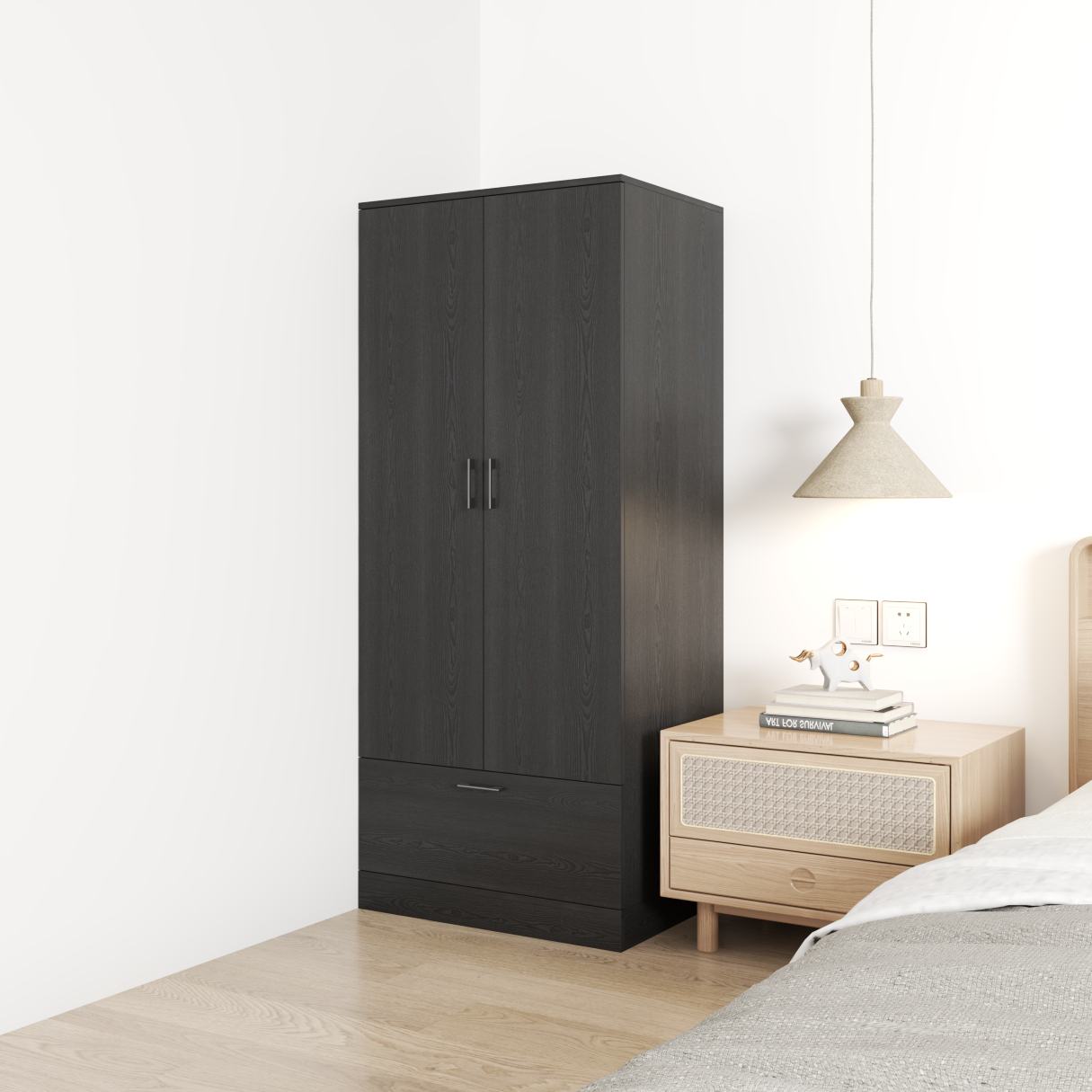 [Happy Home Furniture] SALY , Tủ treo quần áo tiện dụng,  76cm x 56cm x 180cm ( DxRxC), TCM_009