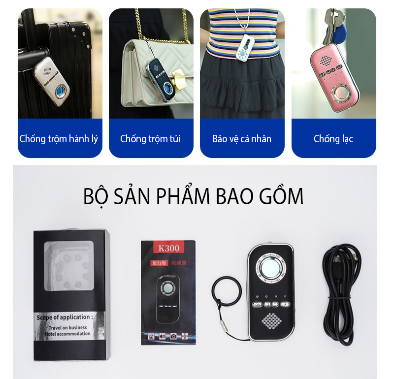 Máy Dò Phát Hiện Camera, Còi Báo Động Chống Trộm, Dò Tiền Giấy Cao Cấp K300