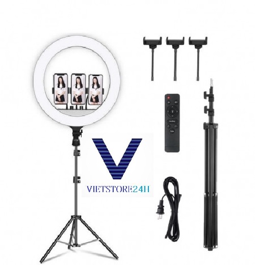 Bộ Đèn Livestream 45cm (Tặng Kèm Remote, 3 Kẹp Điện Thoại) VT