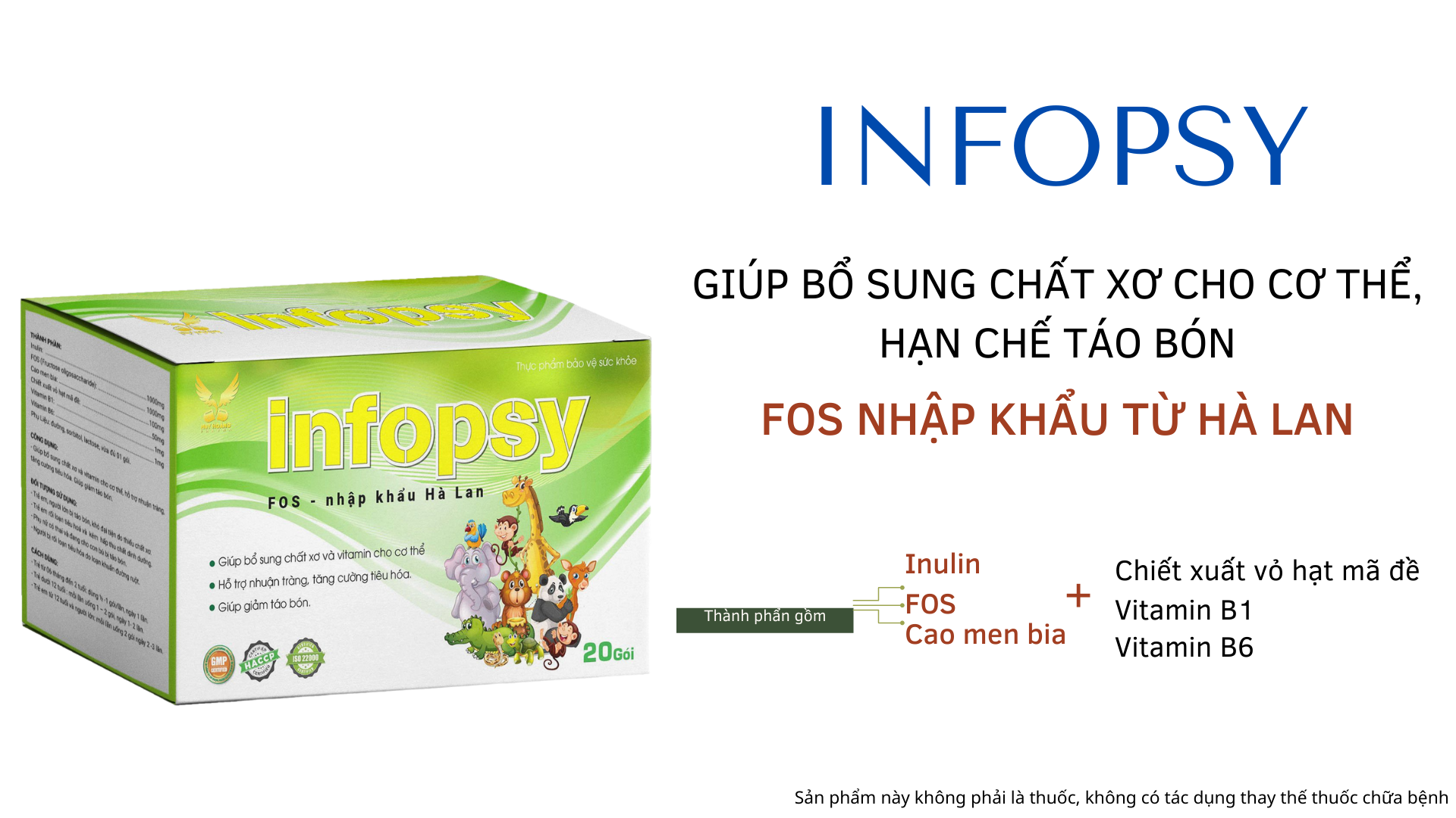 Thực phẩm bổ sung Infopsy cốm bổ sung chất sơ, giảm táo bón (Hộp 20 gói)