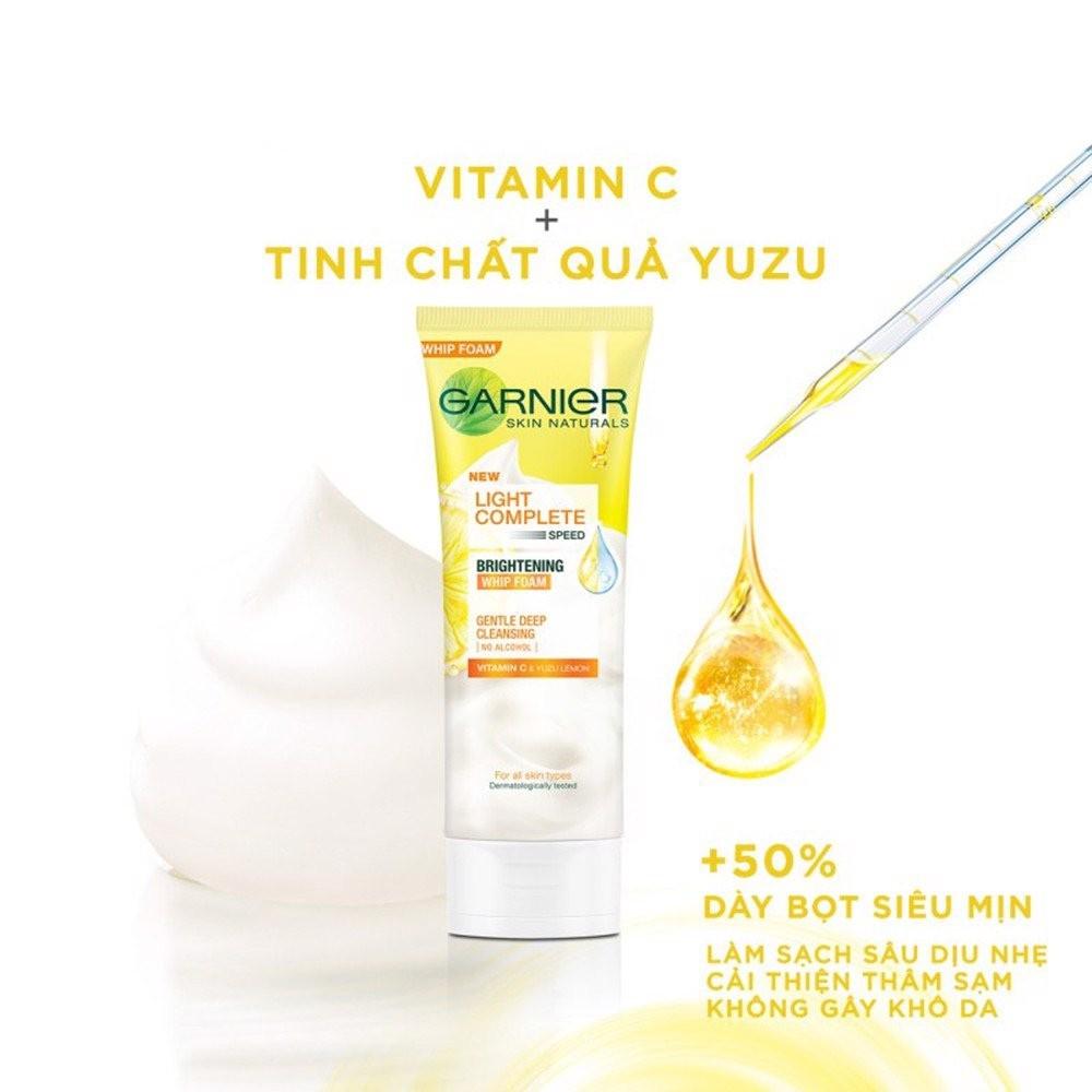 Sữa rửa mặt tạo bọt sáng da Garnier Light Complete Vitamin C Whip Foam 100ml