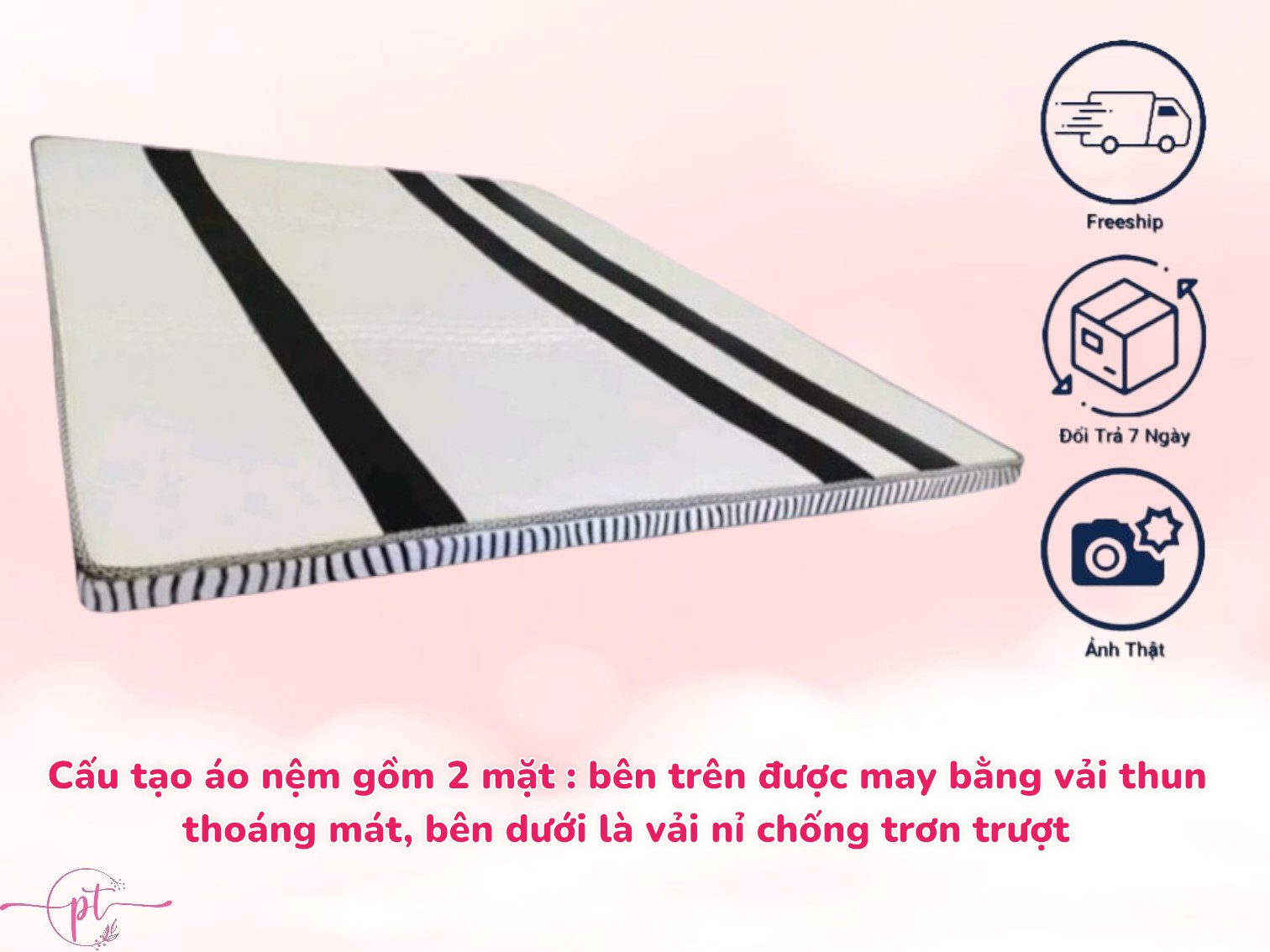 Nệm Cao Su Non Chần Viền Diamond Dày 5cm Kích Thước 80cm/1m/1m2/1m4/1m6/1m8 Đủ Size Tặng Kèm Ga Nệm