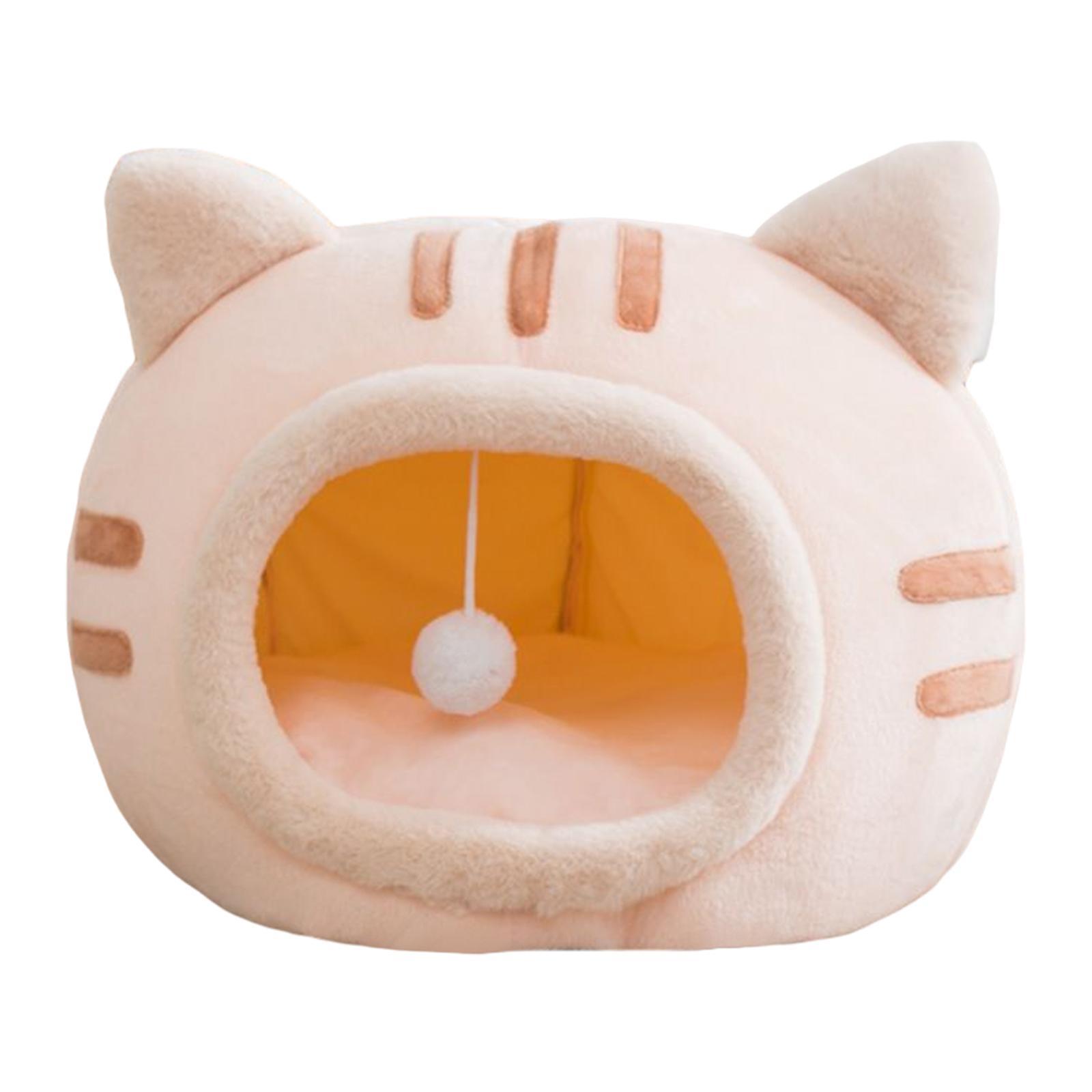 Soft Cave Cat Beds Warm Nest Semi Closed Dog Bed Kitten House Pet Supplies pink