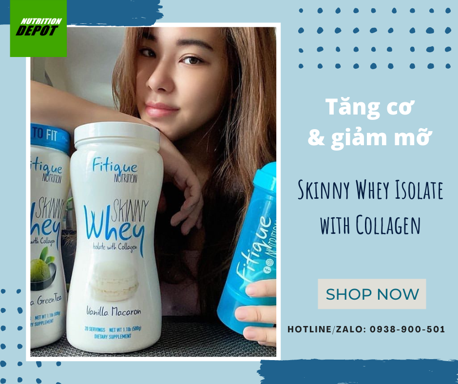 Combo 2 hũ x Sữa tăng cơ giảm mỡ chứa Collagen dành cho nữ Skinny Whey Isolate  Fitique Nutrition (500g x 2)