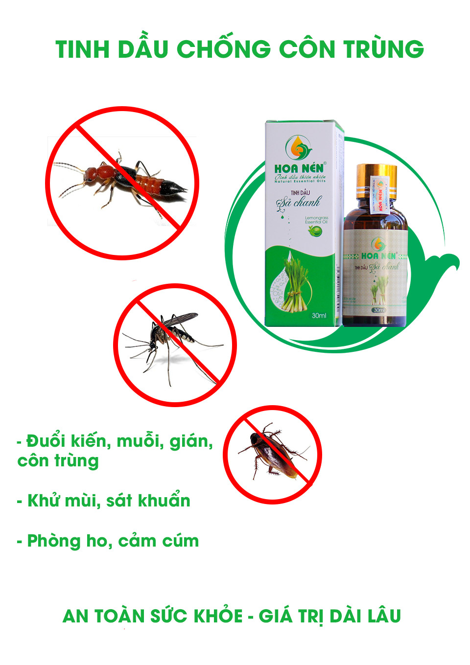 Tinh dầu sả chanh 30ml - Hoa nén