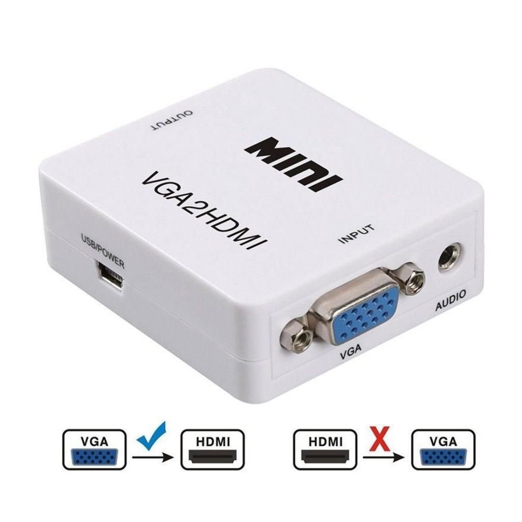 VGA to HDMI Female to Female Video Adapter Cable Converter w/ Audio HD1080P