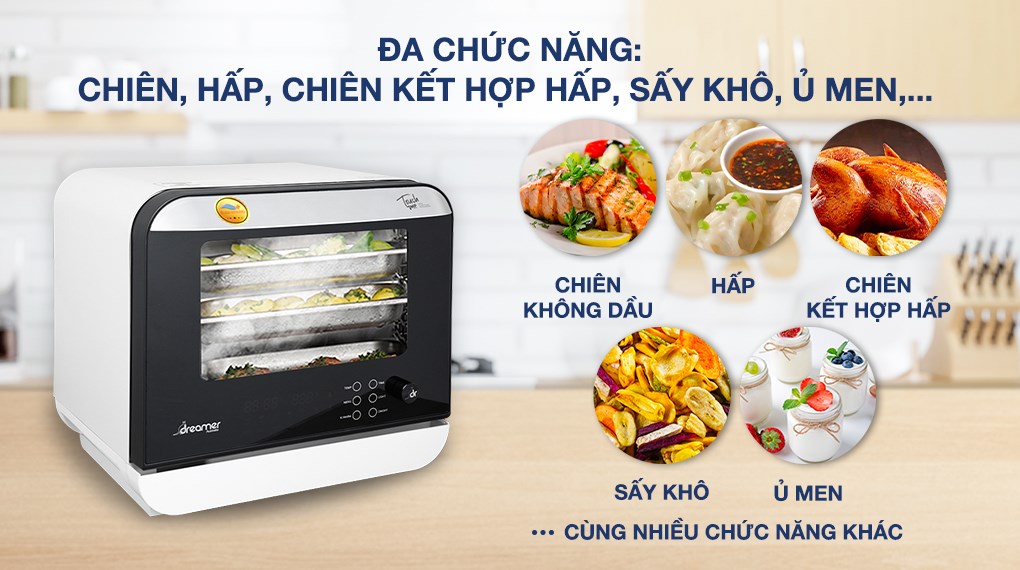 Lò chiên không dầu hơi nước Dreamer DKA-SAF118W 18 lít - Hàng chính hãng