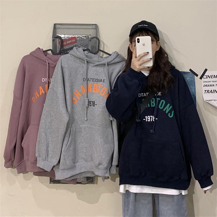 Áo hoodies form rộng phong cách Hàn Quốc