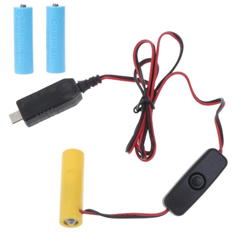 USB C Sang 4.5V 3 Pin AA Eliminator Thay Thế 3 Pin AA Cho Bàn Chải Đánh Răng Đèn AA Giả Pin Adapter Có Công Tắc