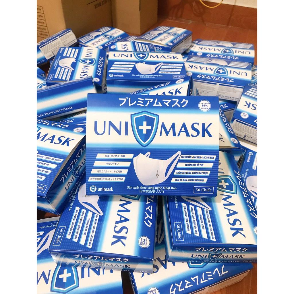 Khẩu trang 3D Unimask 3 lớp kháng khuẩn co giãn 4 chiều siêu thoải mái ôm mặt