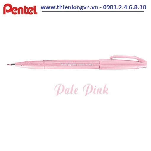 Bút lông viết thư pháp hiện đại Pentel SES15C-P3X hồng nhạt; Calligraphy Fude Touch Sign - Pale pink