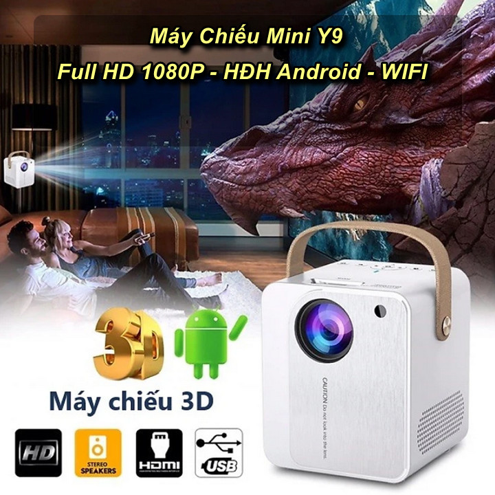 Máy Chiếu Mini Y9 Hệ Điều Hành Android - Tích Hợp WIFI - Bluetooth - FullHD 1080