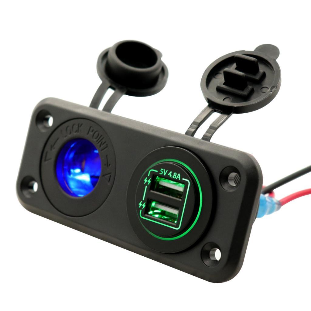 Car Marine Charger 12-24V Waterproof Dual USB Fast Charger Socket Power Outlet