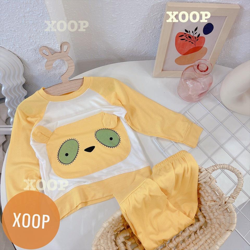 Bộ dài tay chất thun lạnh- Bộ dài tay xoop in họa tiết 2 mắt 2 tai cho bé BD12