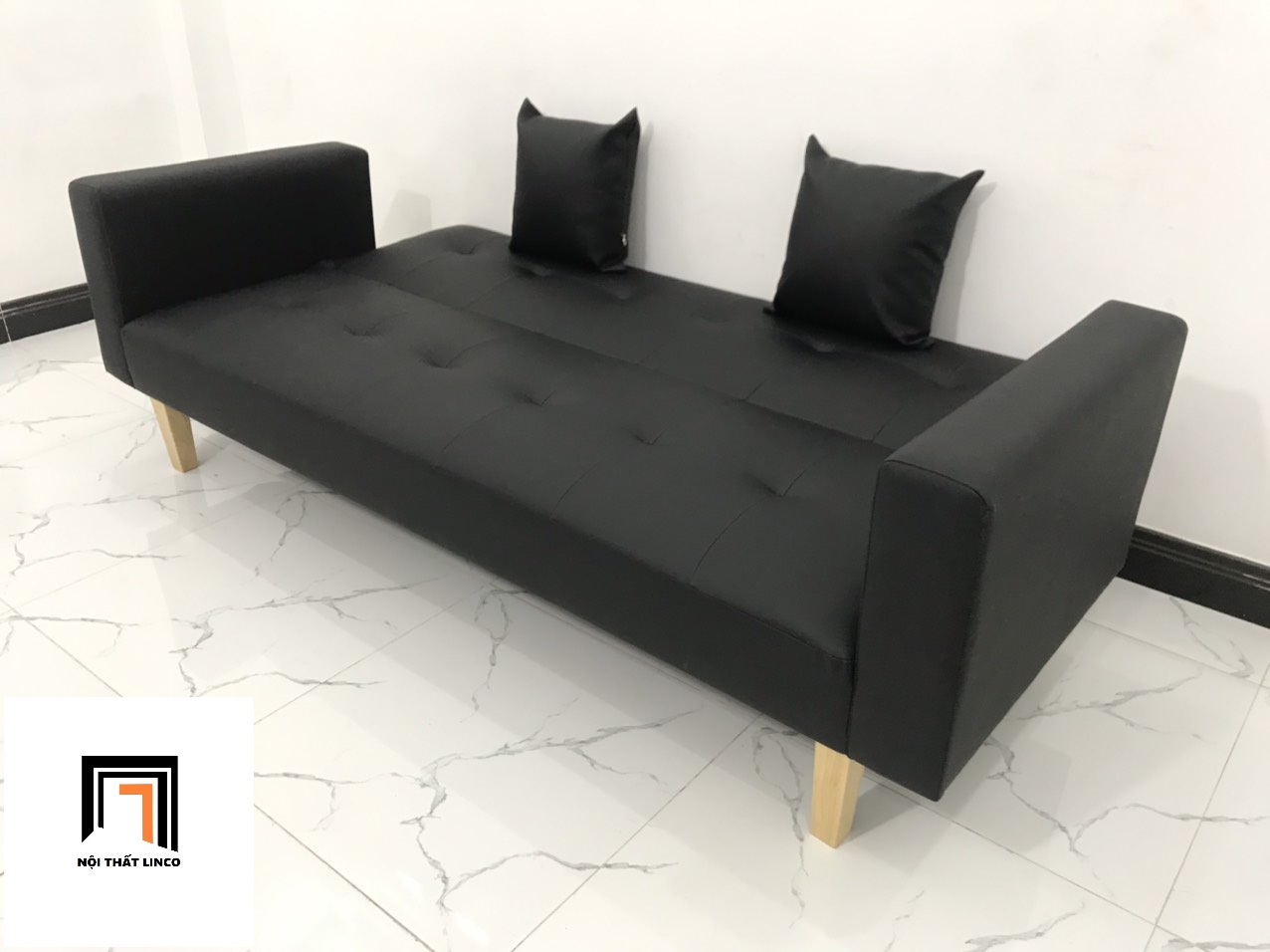 Bộ bàn ghế sofa giường nằm màu đen nhiều kích cỡ