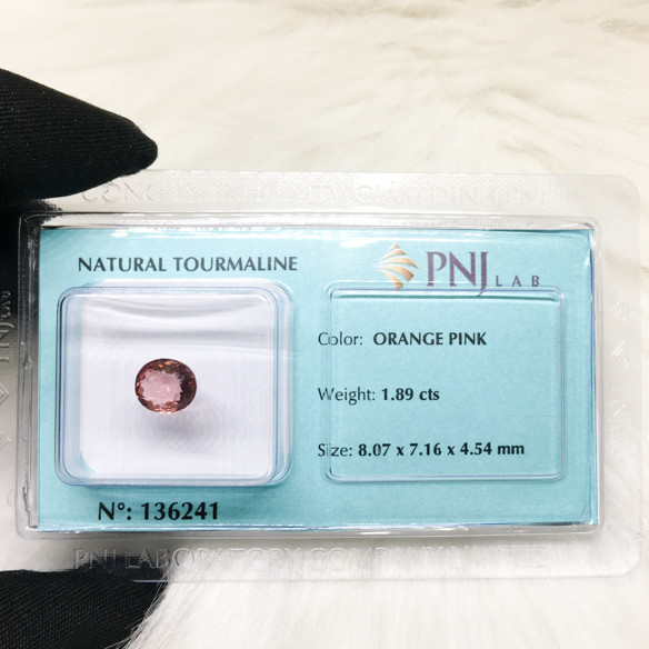 Viên tourmaline oval tròn hồng cam 1.89ct 136241