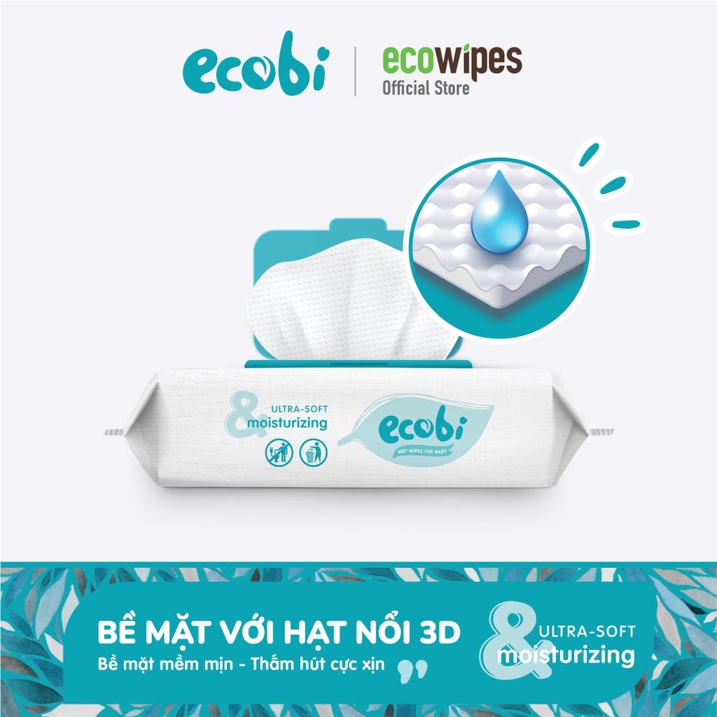 Combo 10 gói khăn giấy ướt cho bé Ecobi gói 80 tờ Không mùi không cồn không paraben an toàn cho da của bé