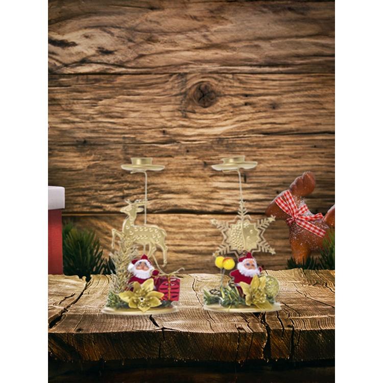 Giá Đỡ Đèn Cầy Bằng Sắt Phong Cách Giáng Sinh Dùng Trang Trí Bàn Làm Việc