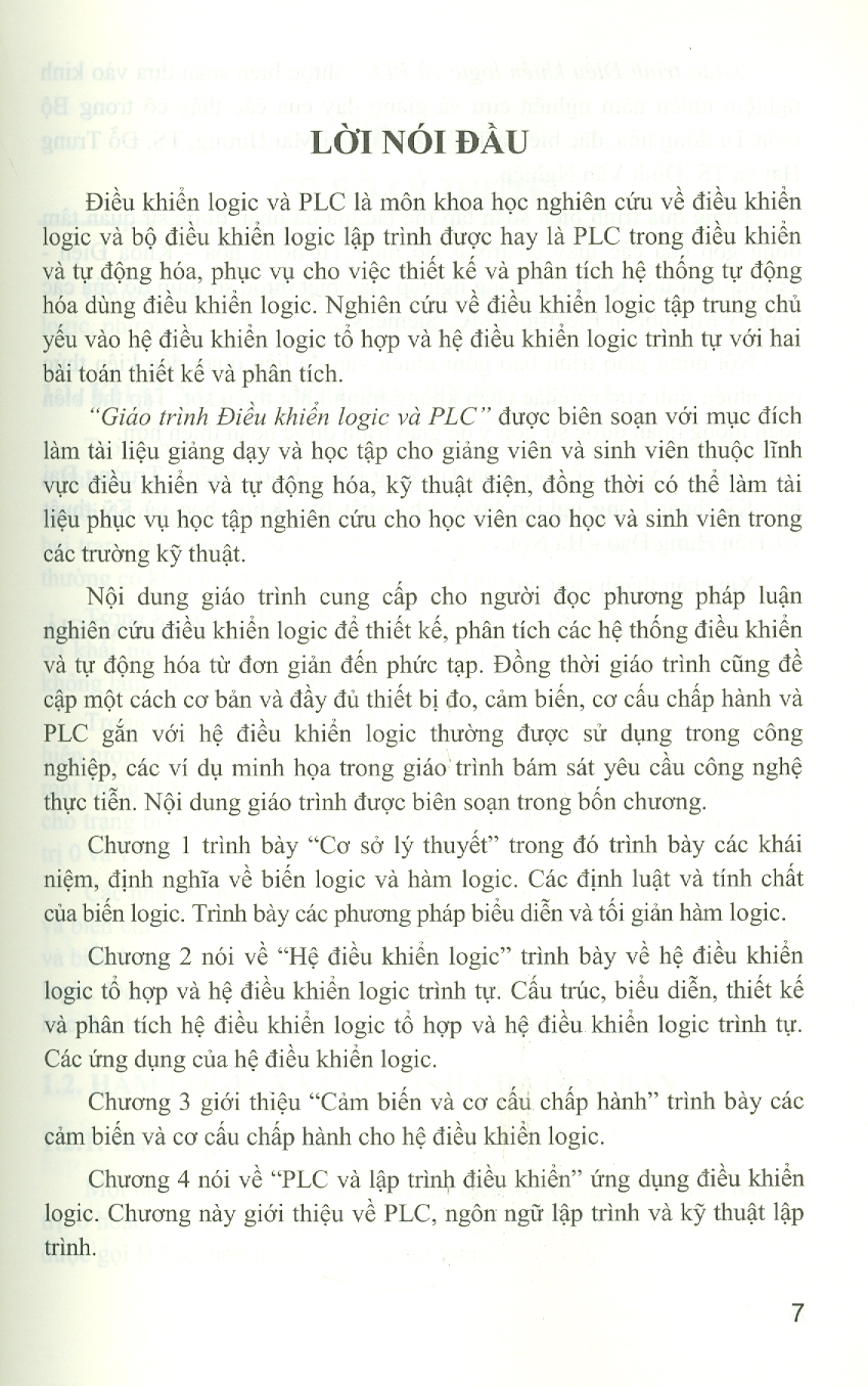 Giáo Trình ĐIỀU KHIỂN LOGIC VÀ PLC (Giáo Trình Dùng Cho Kỹ Sư, Sinh Viên Ngành Kỹ Thuật Điện, Kỹ Thuật Điều Khiển Và Tự Động Hóa)