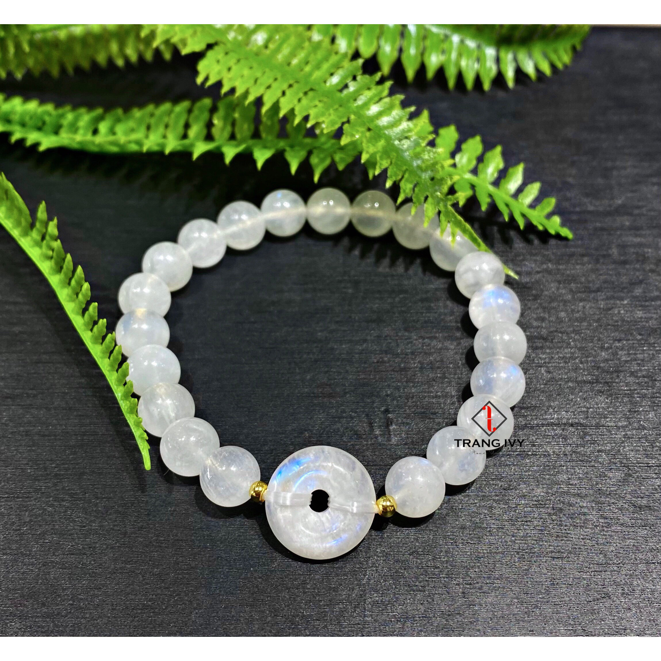 Vòng tay moonstone mix đồng điếu