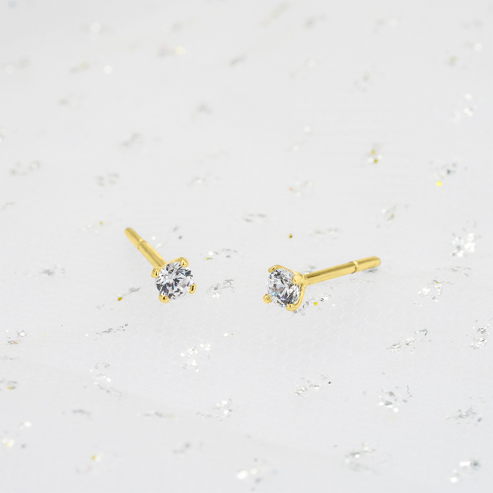 Bông Tai Nụ Vàng Tây 10k Đính Đá Lấp Lánh Không Gây Kích Ứng BTAM100 - Huy Thanh Jewelry