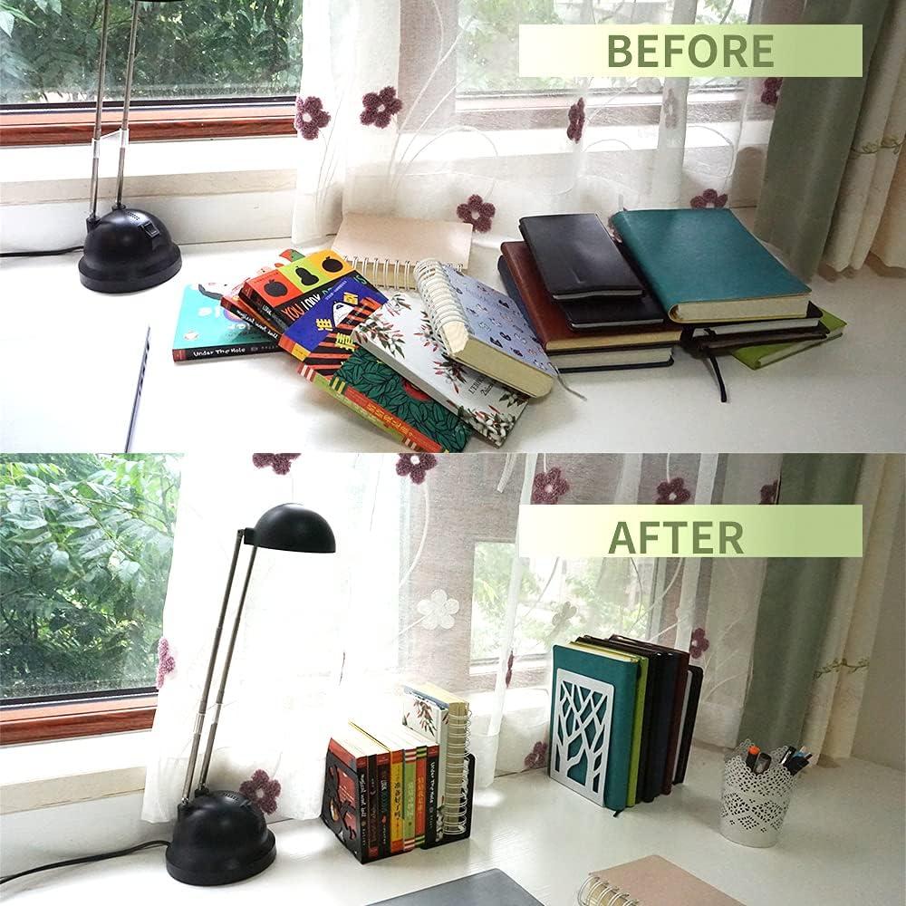 Kẹp sách bằng kim loại Nút chặn sách thiết kế hình nêm, Bao gồm dấu trang, Kẹp sách chắc chắn cho giá sách, thư viện, văn phòng, trường học, hiệu sách, bộ 2 màu trắng