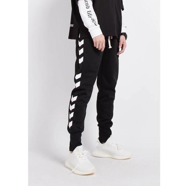 Quần jogger thể thao nỉ nam Hàn Quốc quần phản quang ess quần thun bo gấu quần mũi tên