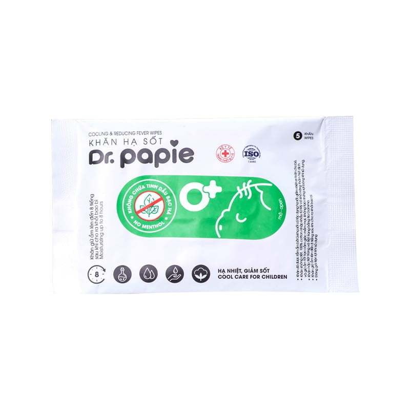 Khăn hạ sốt cho bé Dr Papie 0+ (25 khăn)