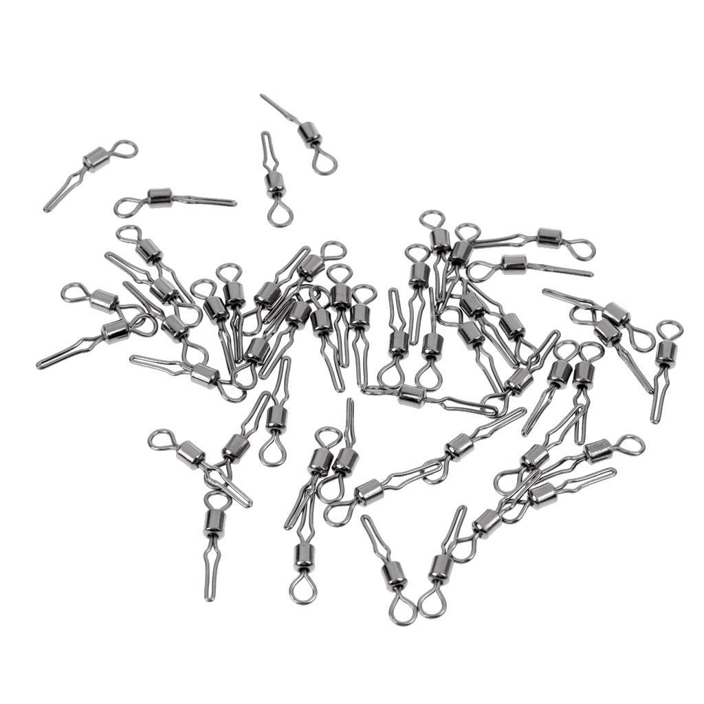 50 Pieces Swivel with Side Line Clip Fishing Tackle Fishhooks Fishing Connector Fishing Swivels with Snap
