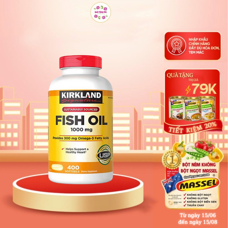 Dầu Cá Omega 3 Kirkland Signature Fish Oil Bổ não, bổ mắt, Hỗ trợ sức khỏe tim mạch, khớp - QuaTangMe Extaste