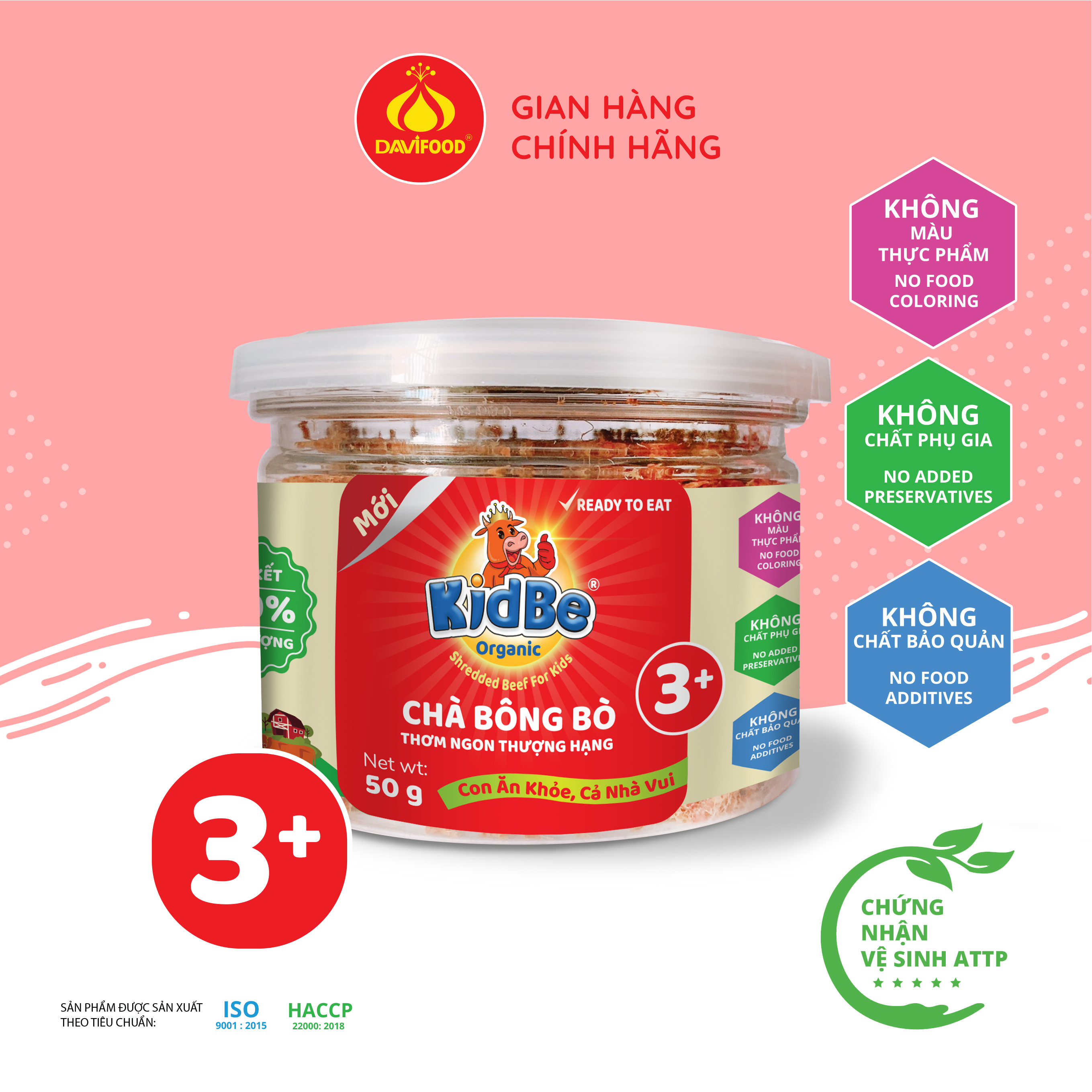 Chà bông bò KidBe Organic dành cho trẻ em từ 3 tuổi trở lên, thơm ngon bổ dưỡng, giúp trẻ hay ăn chóng lớn