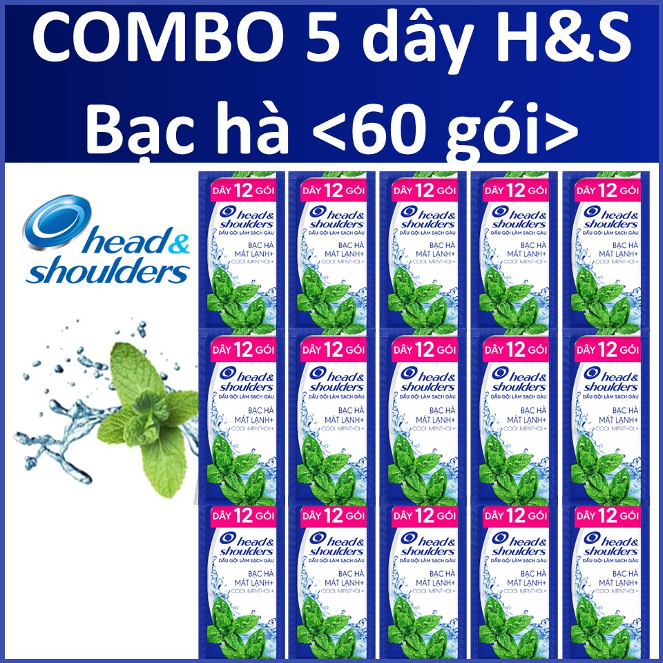 COMBO 5 dây Dầu Gội Head&amp;Shoulders Bạc hà