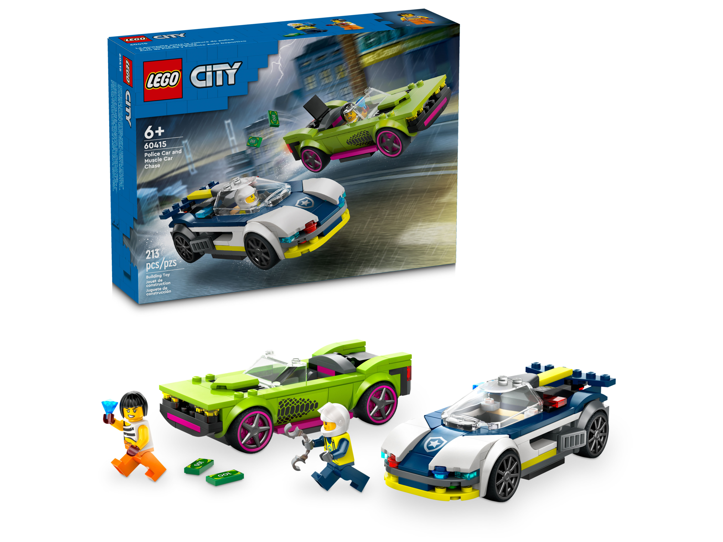 Đồ Chơi Lắp Ráp Xe Cảnh Sát Truy Đuổi Tội Phạm - Police Car And Muscle Car Chase - Lego City 60415 (213 Mảnh Ghép)
