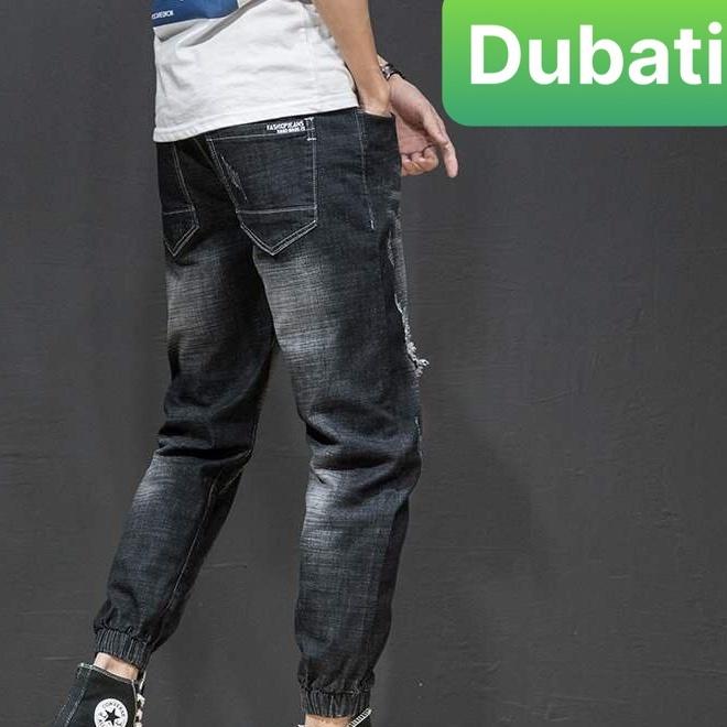 QUẦN JOGGER JEAN NAM ĐEN XÁM CHẤT CO GIÃN WASH TÚM GỐI SÀNH ĐIỆU- DB 0535- DUBATI FASHION