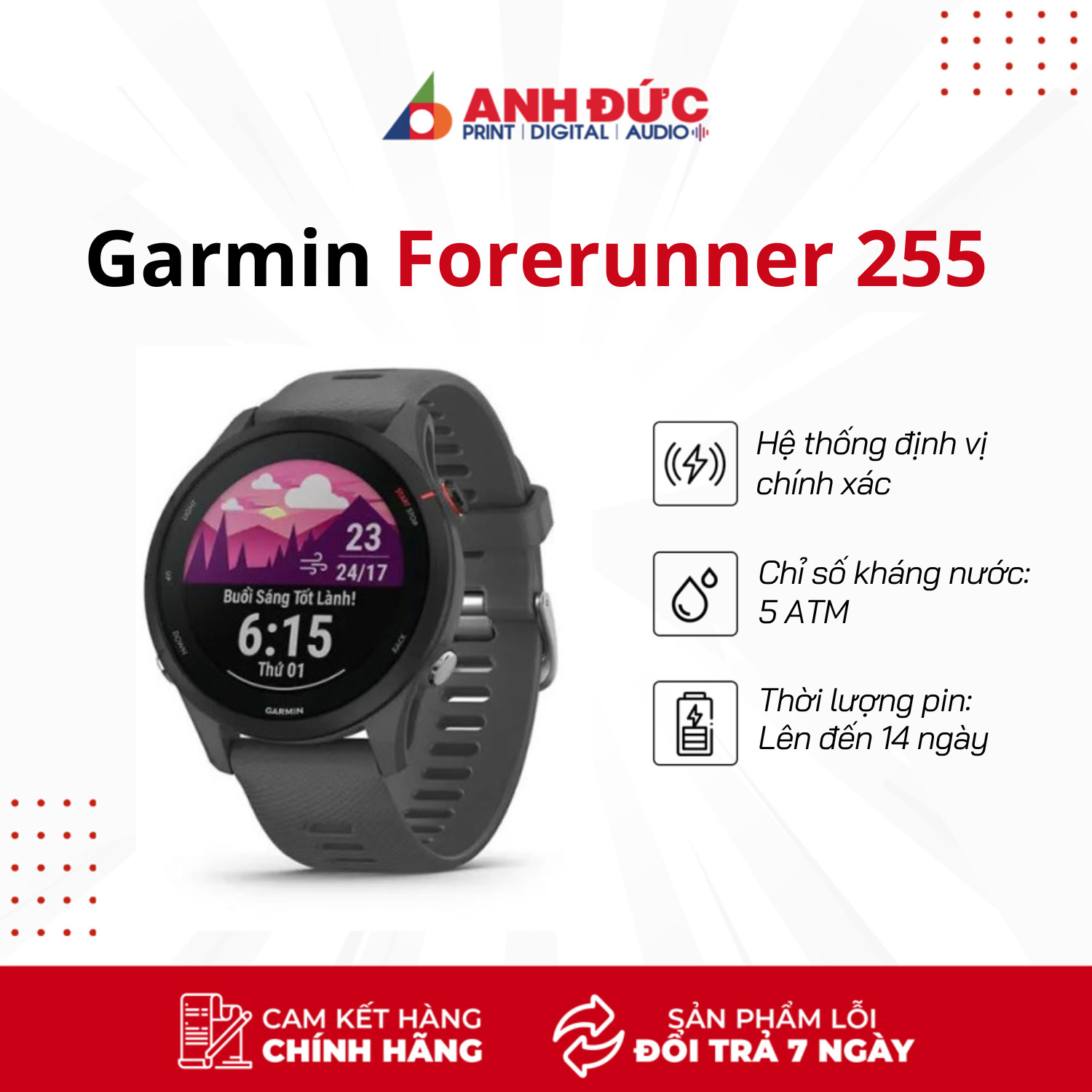 Đồng Hồ Thông Minh Garmin Forerunner 255 (46mm) - Hàng Chính Hãng