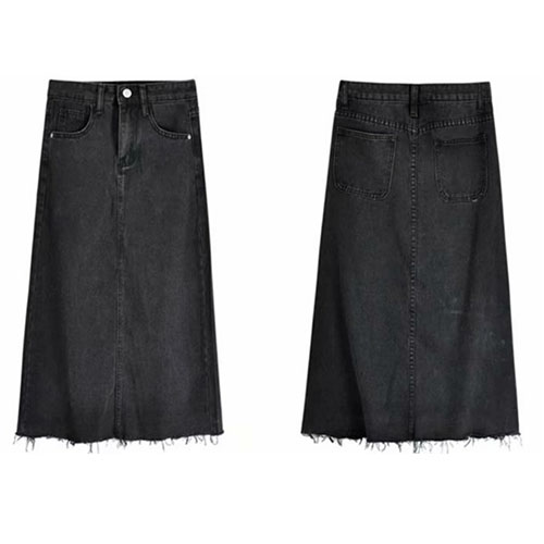 Chân váy jean chữ A dáng dài màu đen Quảng Châu size S - 2XL nữ CV218