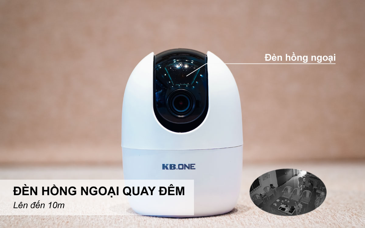 Camera WIFI Xoay 360 KBONE KN-H21P Tự Phát WiFi, Âm Thanh Đàm Thoại Giọng Nói 2.0Mp Full HD,Hồng Ngoại- Chính Hãng