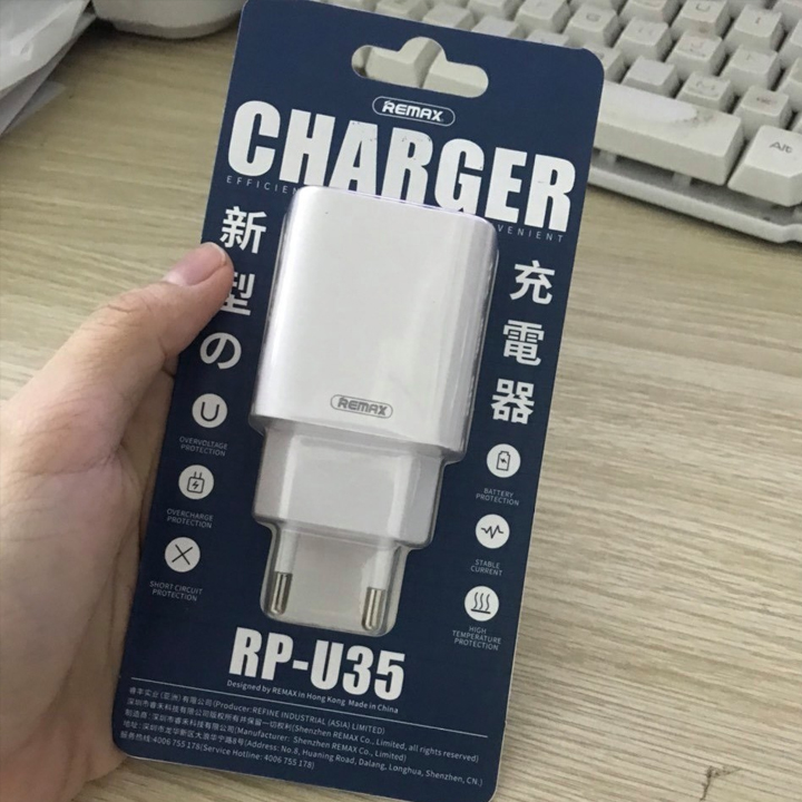 Cốc sạc đa năng Remax RP-U35 tích hợp 2 cổng USB max 2.1A - Hàng nhập khẩu