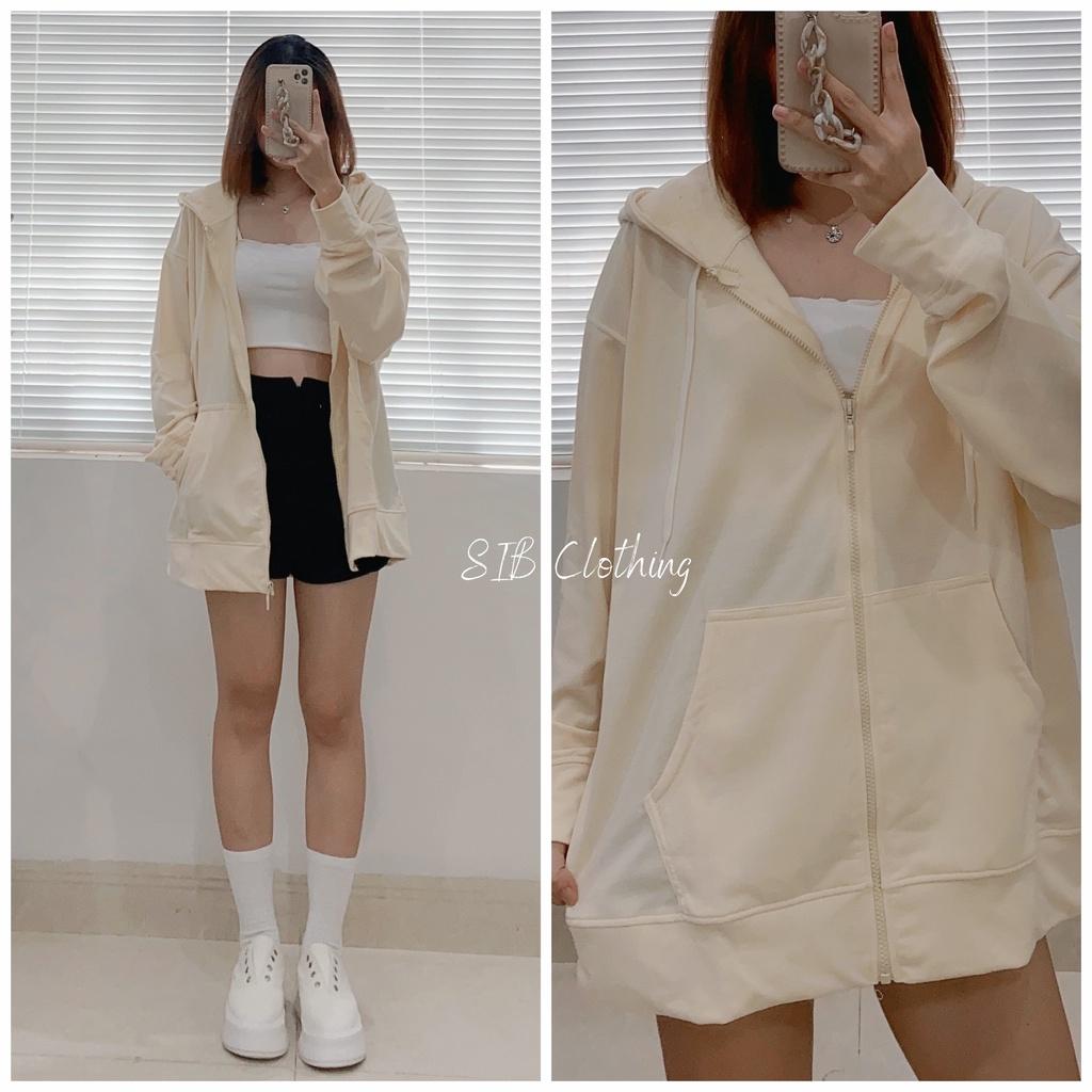 Hoodie zip SIB Clothing áo khoác form rộng có nón trơn SIB027